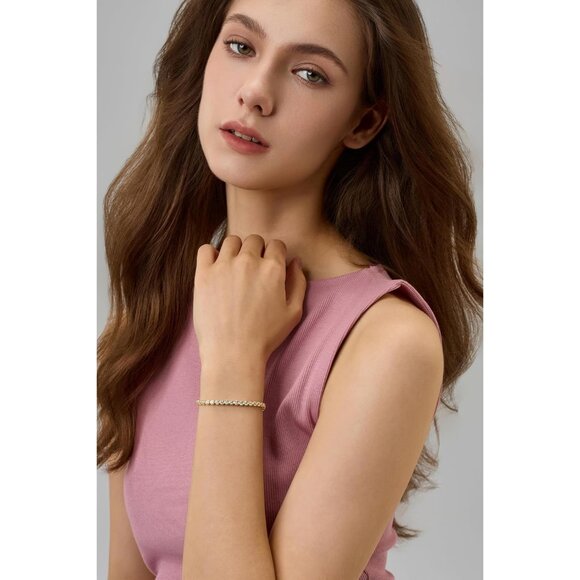 Baroness 3mm 14K Gold Filled Tennis Bracelet for Women with Cubic Zirconia, Styl - Picture 7 of 7